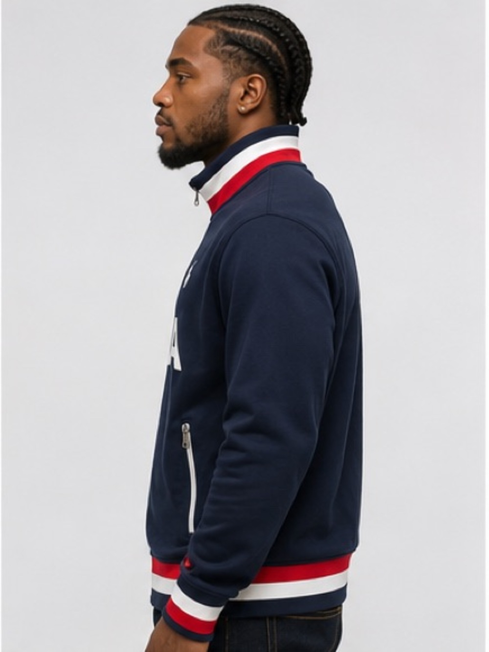 Polo by Ralph Lauren Navy, Red & White USA Zip-Up Sweater - Picture 3 of 7
